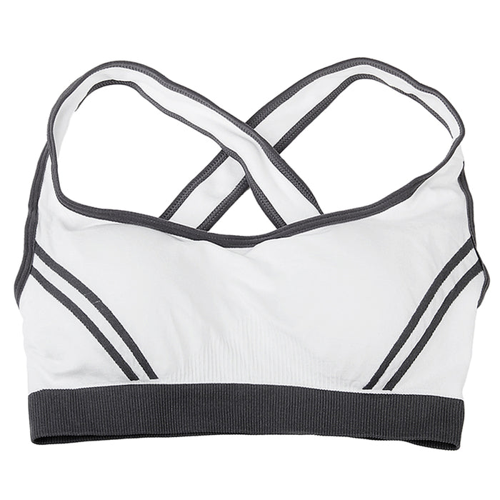 Crofta Women's Padded Racer Back Bra Top Yoga Fitness Sport Vest White L