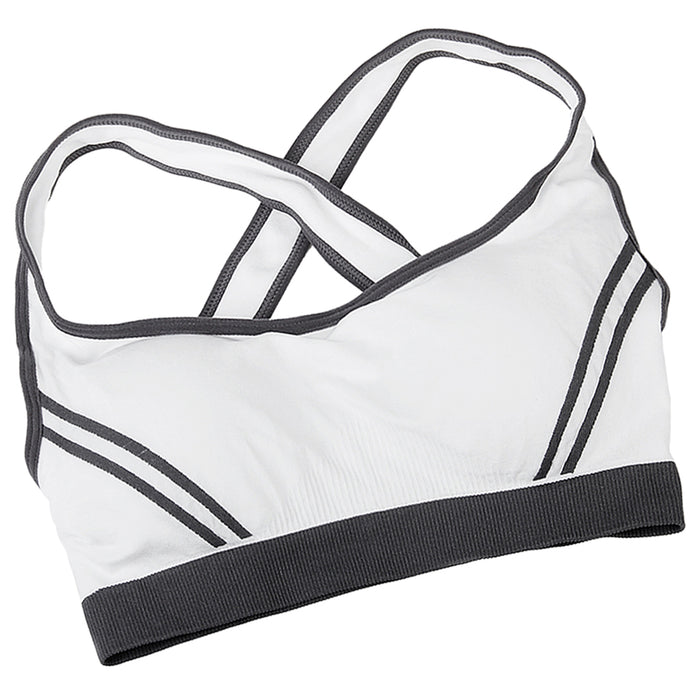 Crofta Women's Padded Racer Back Bra Top Yoga Fitness Sport Vest White L