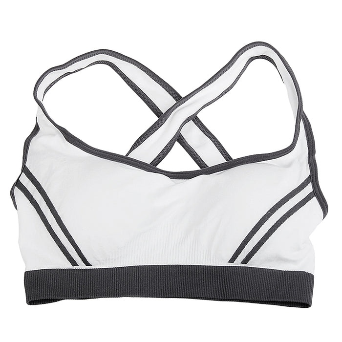 Crofta Women's Padded Racer Back Bra Top Yoga Fitness Sport Vest White L