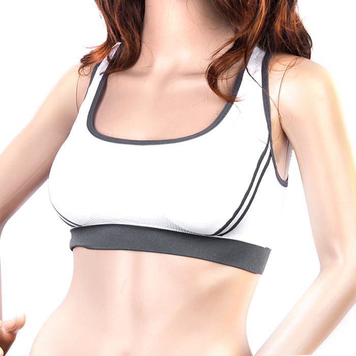 Crofta Women's Padded Racer Back Bra Top Yoga Fitness Sport Vest White L