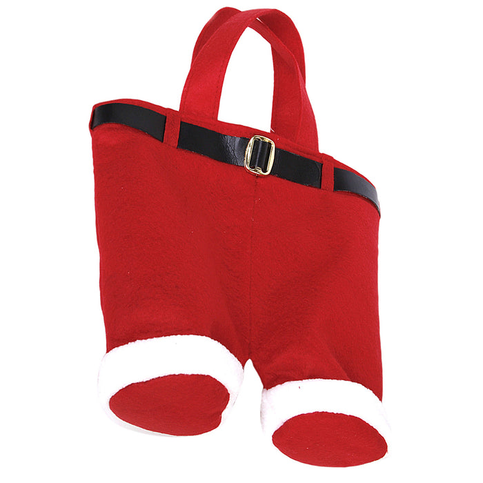 10 Christmas Holiday Santa Pants Double Wine Bottle Tote Gift Bag Candy Bag Size L