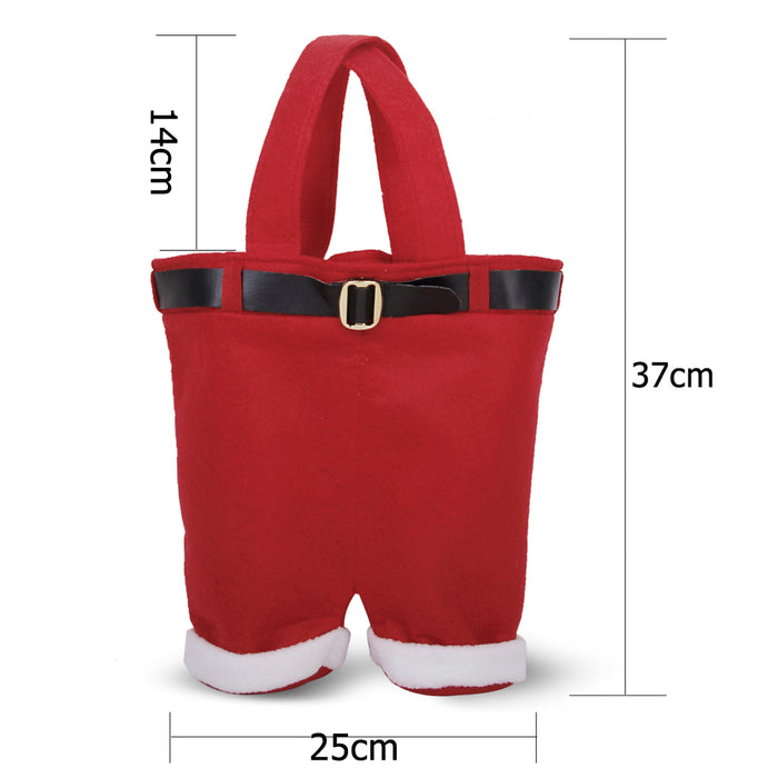 10 Christmas Holiday Santa Pants Double Wine Bottle Tote Gift Bag Candy Bag Size L