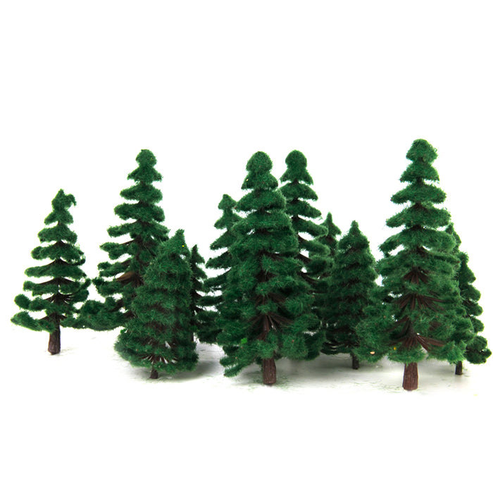 Crofta 16pcs 2.36 Inch - 4.72 Inch Scenery Landscape Model Trees - Dark Green