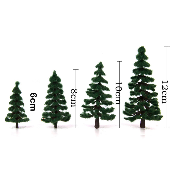 Crofta 16pcs 2.36 Inch - 4.72 Inch Scenery Landscape Model Trees - Dark Green