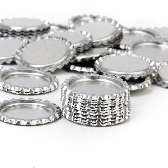 Crofta 100pcs Flat 1" Bottle Caps Linerless Flattened No Liners Silvery