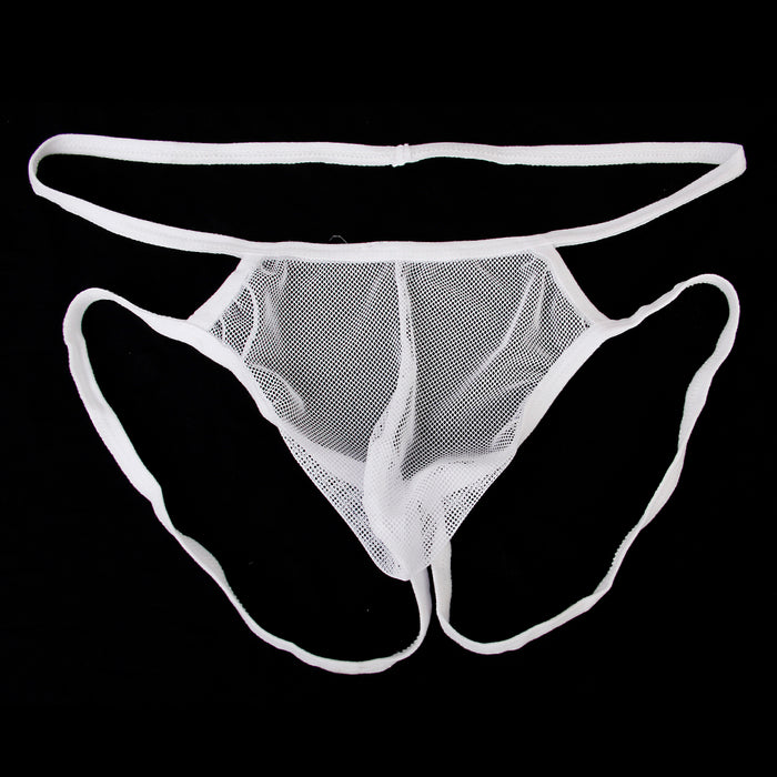 White Men Sexy Thong Mesh Design G-string T-back Underwear Nightwear Panty