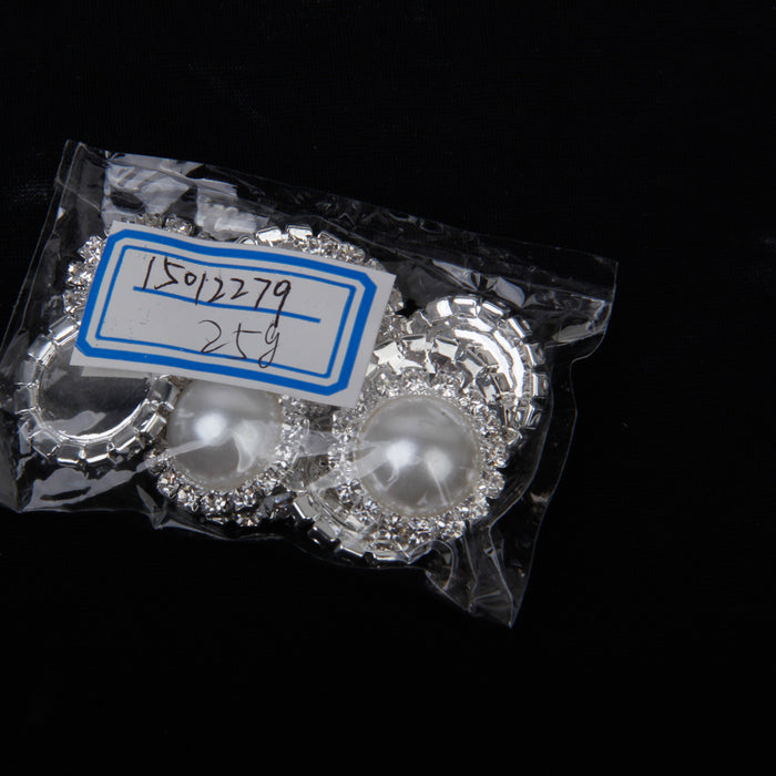 Crofta 10pcs Crystal White Faux Pearl Button 21mm Flatback Embellishment