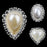 Crofta 10pcs Teardrop Crystal Beige Faux Pearl Button Flatback Embellishment 20mm x 25mm