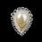 Crofta 10pcs Teardrop Crystal Beige Faux Pearl Button Flatback Embellishment 20mm x 25mm