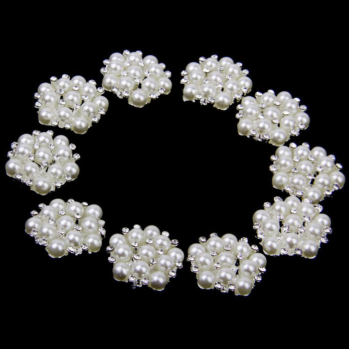 Crofta 10pcs 20mm Crystal Rhinestone Pearl Flower Embellishments Button Flatback