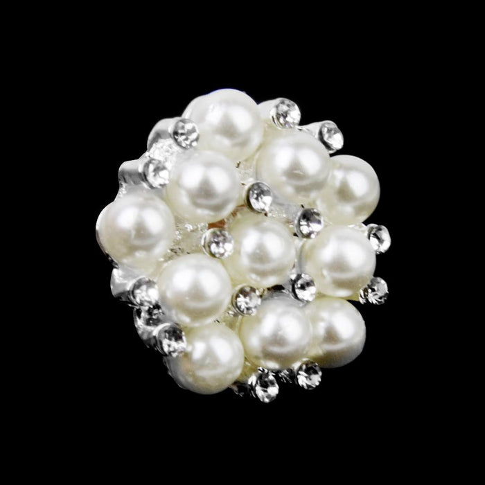 Crofta 10pcs 20mm Crystal Rhinestone Pearl Flower Embellishments Button Flatback