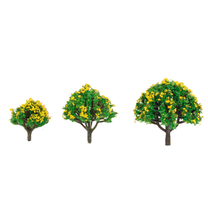 Crofta 10pcs Model Tree with Yellow Flower for Railroad Scenery/Diorama