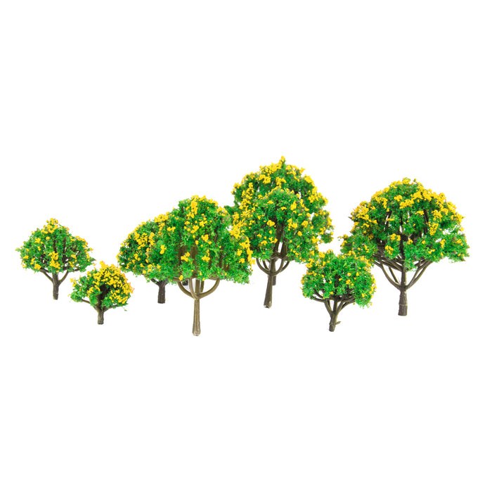 Crofta 10pcs Model Tree with Yellow Flower for Railroad Scenery/Diorama