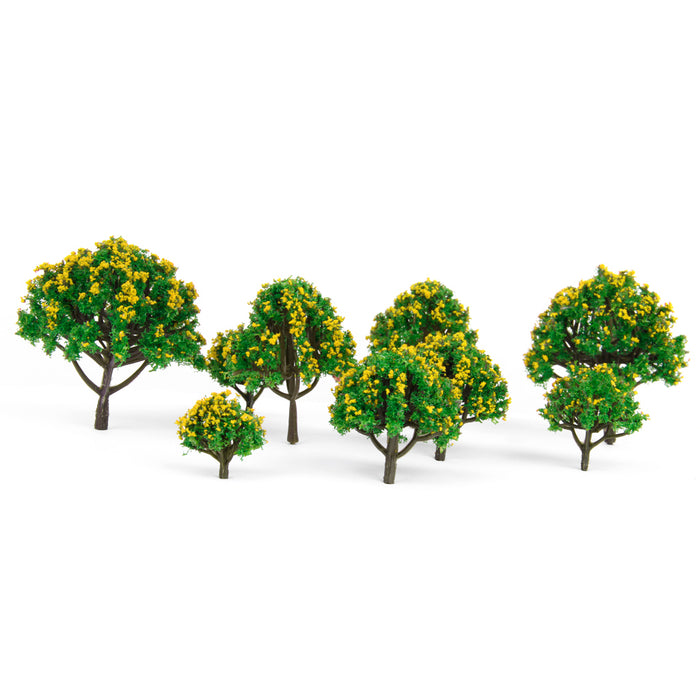 Crofta 10pcs Model Tree with Yellow Flower for Railroad Scenery/Diorama