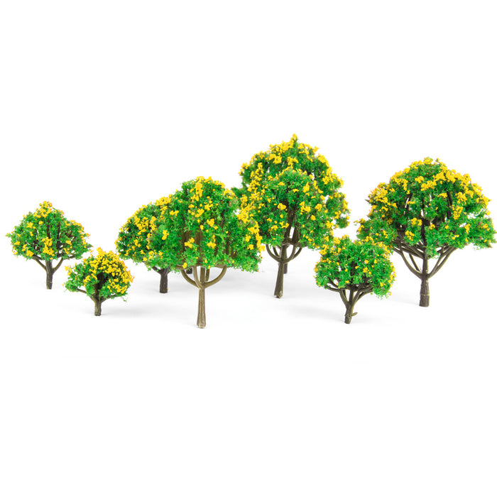 Crofta 10pcs Model Tree with Yellow Flower for Railroad Scenery/Diorama