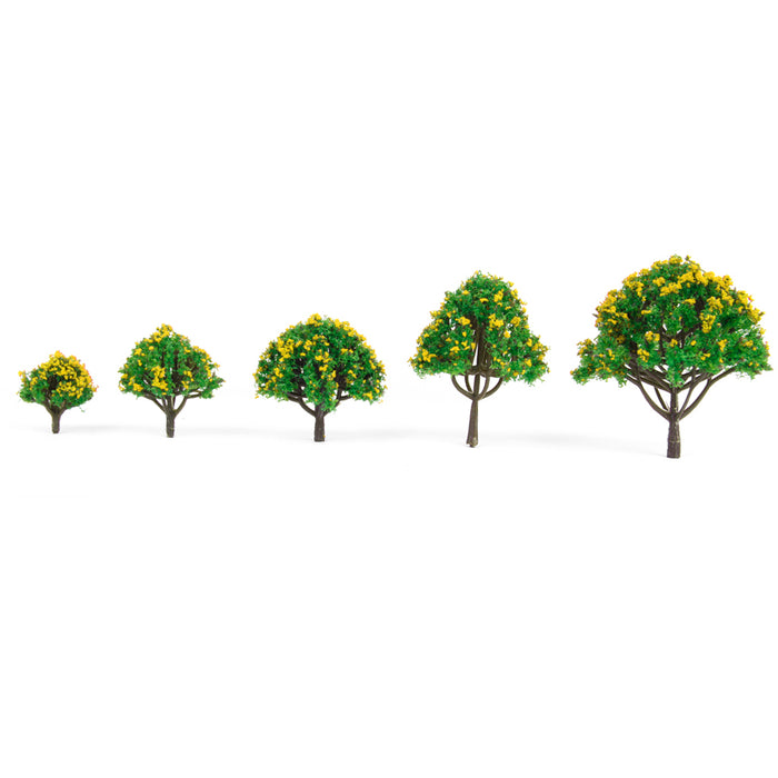 Crofta 10pcs Model Tree with Yellow Flower for Railroad Scenery/Diorama