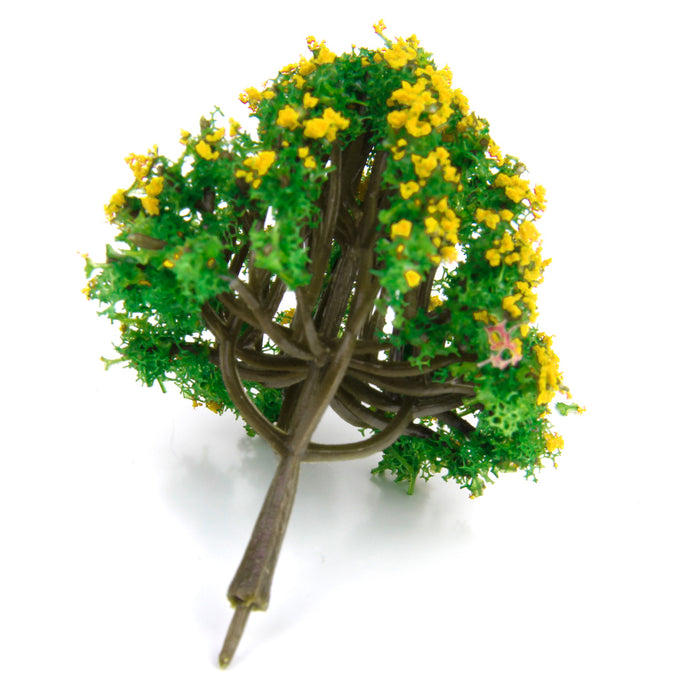 Crofta 10pcs Model Tree with Yellow Flower for Railroad Scenery/Diorama