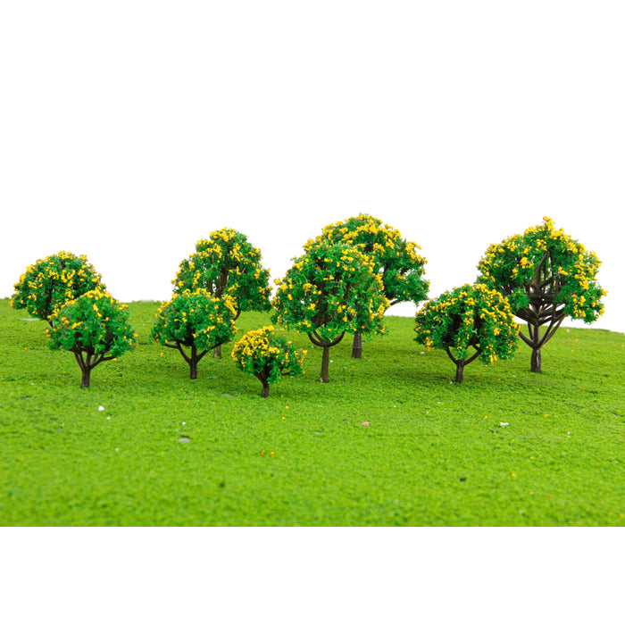 Crofta 10pcs Model Tree with Yellow Flower for Railroad Scenery/Diorama