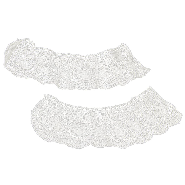 Crofta 1pair White Flower DIY Lace Collar Sewing Craft Neckline Trimming Decoration