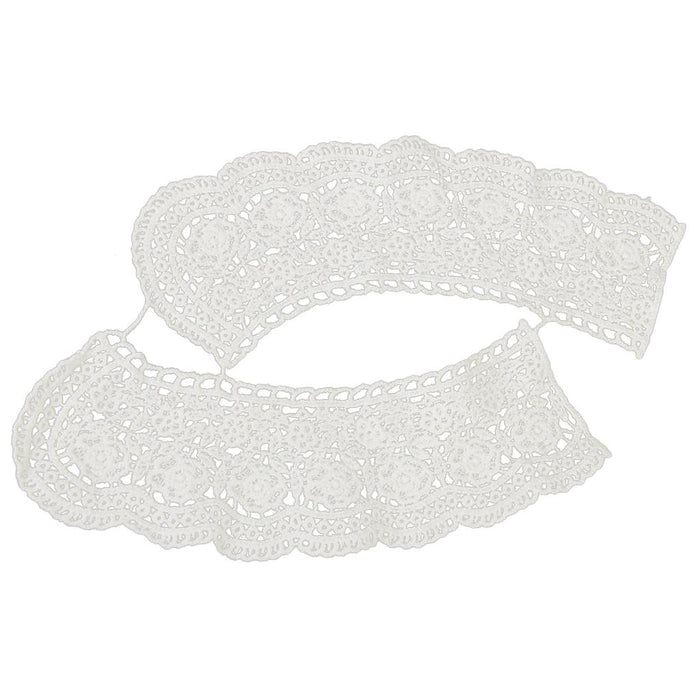 Crofta 1pair White Flower DIY Lace Collar Sewing Craft Neckline Trimming Decoration