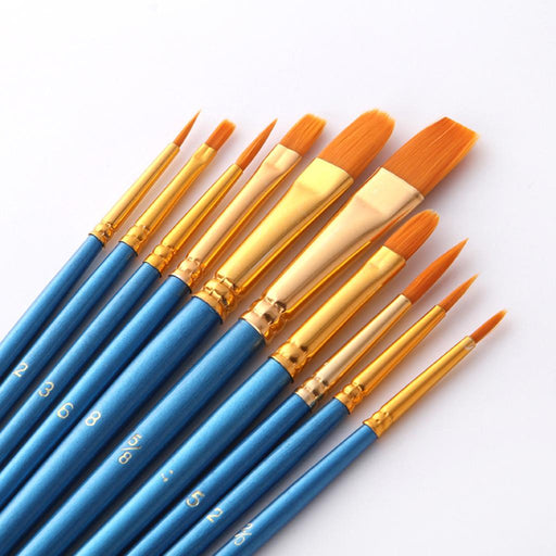 Crofta 10pcs Assorted Size Paint Brushes for Artist Painting Hobby Models Craft professional