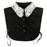 Crofta Women Girls Ladies Elegant Floral Lace Neckline Half Shirt Blouse Detachable Collar Black And White