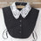 Crofta Women Girls Ladies Elegant Floral Lace Neckline Half Shirt Blouse Detachable Collar Black And White