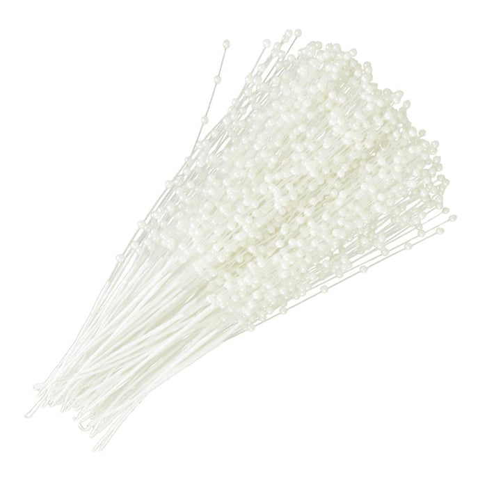 Crofta 100 Stems Handmade Beige Pearl Bead Spray Wedding Bouquet Cakes Crafts