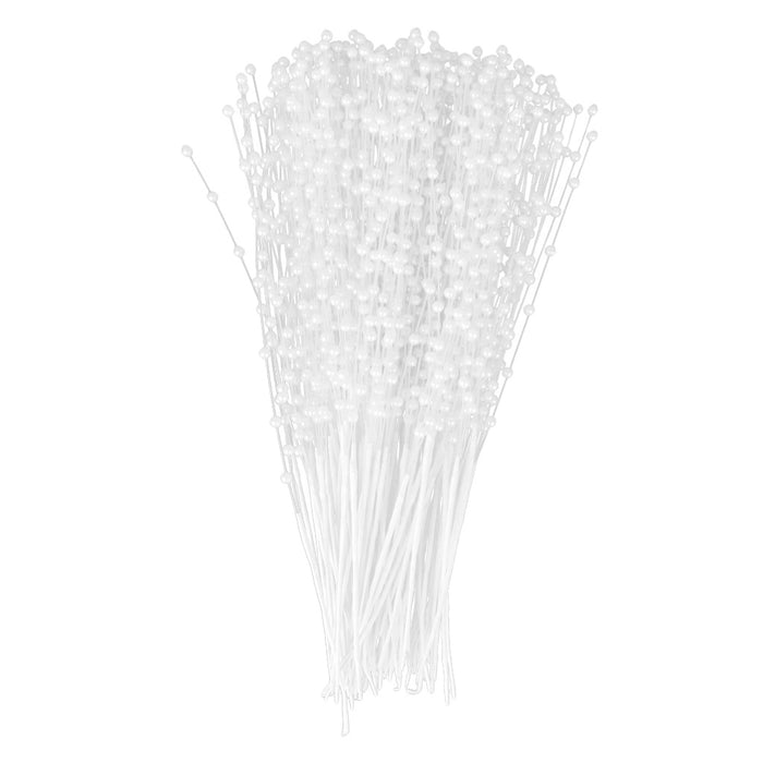 Crofta 100 Stems Handmade White Pearl Bead Spray Wedding Bouquet Cakes Crafts