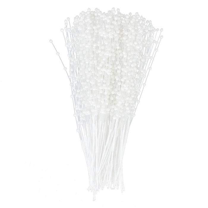 Crofta 100 Stems Handmade White Pearl Bead Spray Wedding Bouquet Cakes Crafts