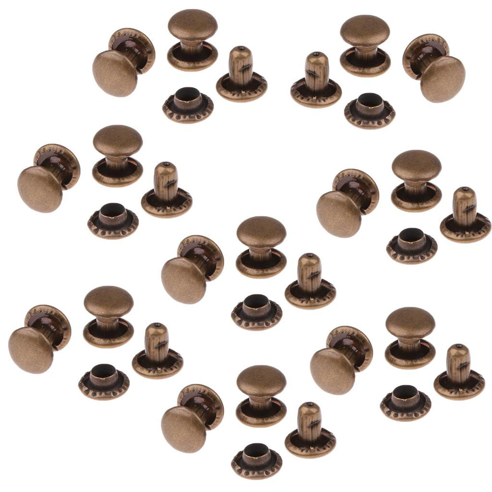 Crofta 100 sets Round Double Cap Copper Rivets Studs For Clothing Antique Brass