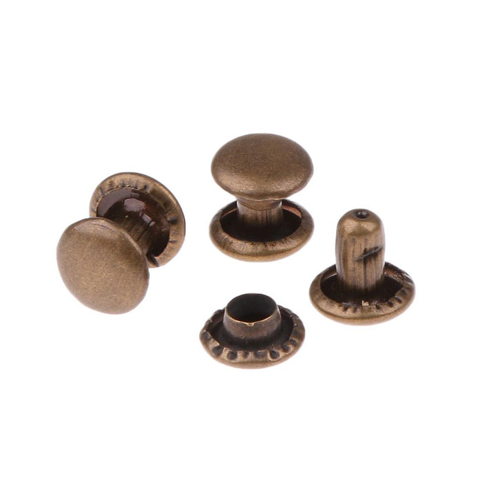 Crofta 100 sets Round Double Cap Copper Rivets Studs For Clothing Antique Brass