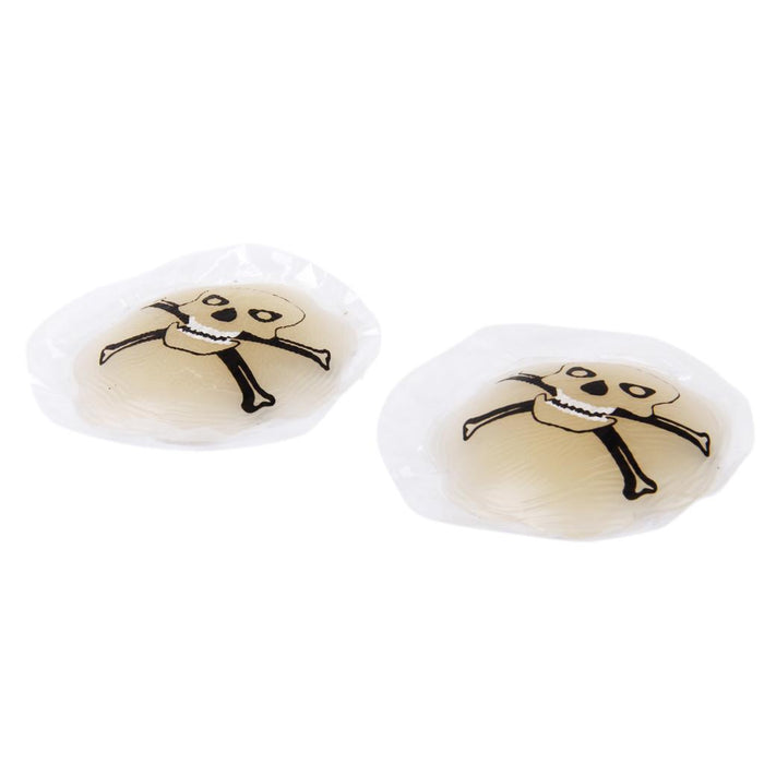 Women's Sexy Silicone Gel Skull Pattern Nipple Covers Breast Stickers Nude