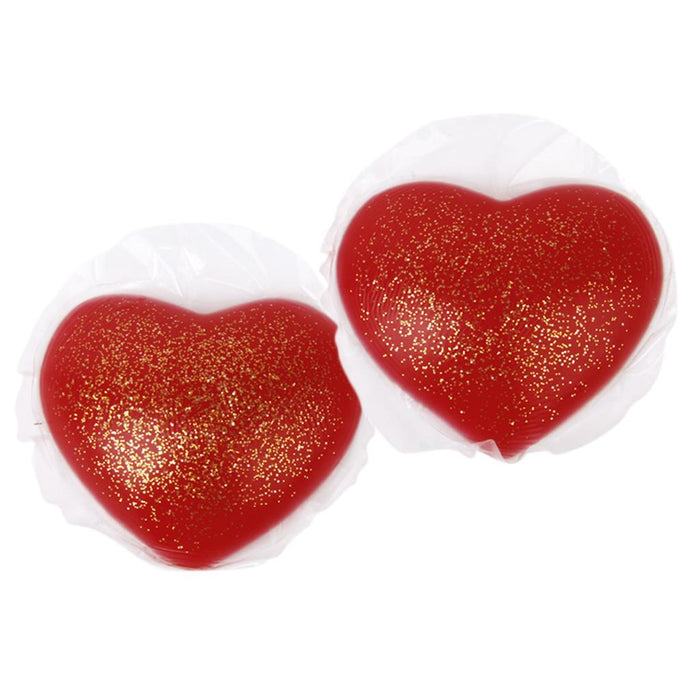 Women's Sexy Silicone Gel Heart Shaped Nipple Covers Breast Stickers Red