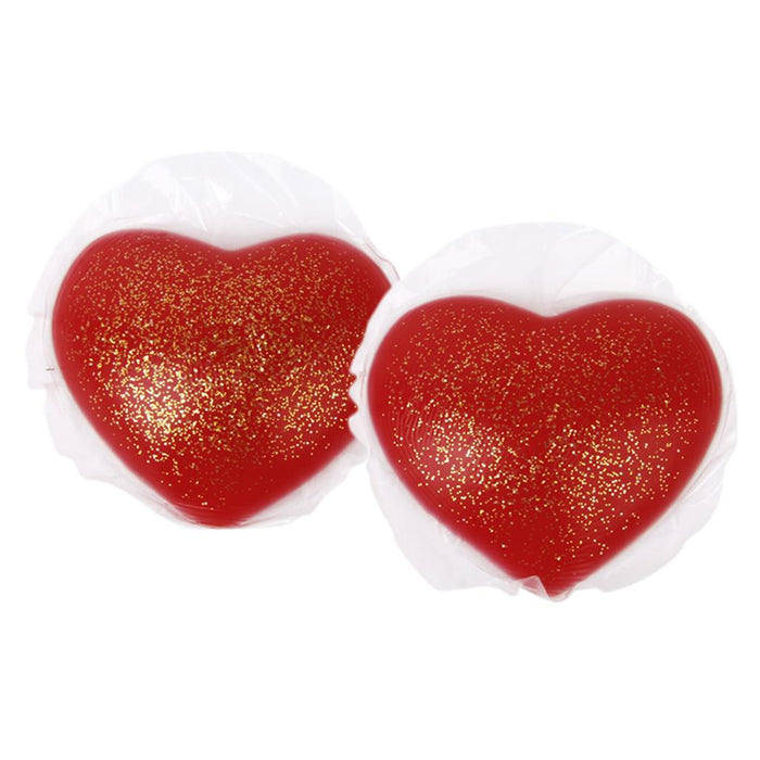 Women's Sexy Silicone Gel Heart Shaped Nipple Covers Breast Stickers Red