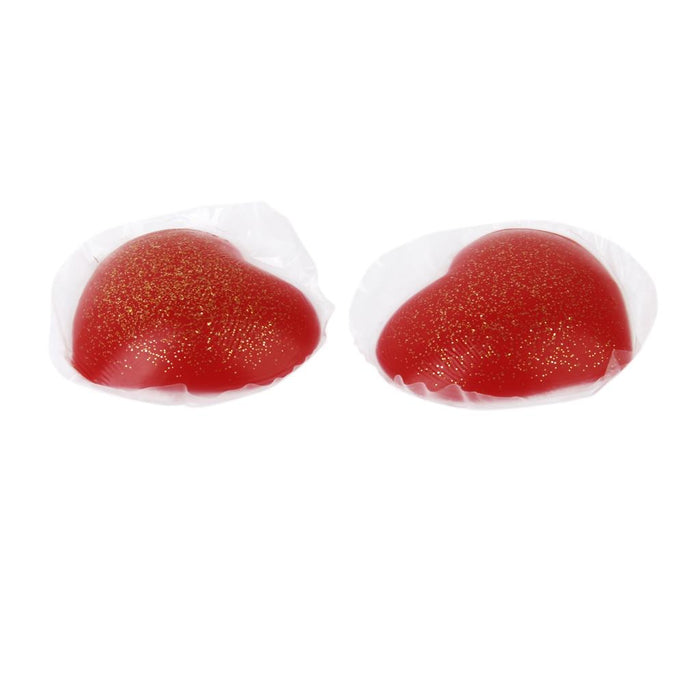 Women's Sexy Silicone Gel Heart Shaped Nipple Covers Breast Stickers Red