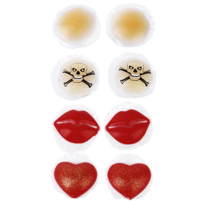 Women's Sexy Silicone Gel Heart Shaped Nipple Covers Breast Stickers Red