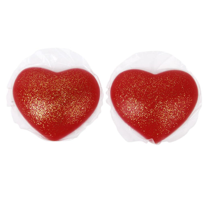 Women's Sexy Silicone Gel Heart Shaped Nipple Covers Breast Stickers Red