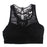 Crofta Women Girls Ladies Fashionable Hollow Crochet Flower Back Design Cotton Blend Crop Top Vest Blouse Bra Black