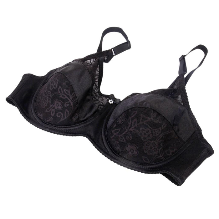 Crofta Women Girls Ladies Special Pocket Cotton Blend Bra Lingerie Undergarments Black 34/75