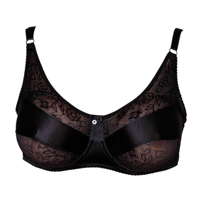 Crofta Women Girls Ladies Special Pocket Cotton Blend Bra Lingerie Undergarments Black 40/90