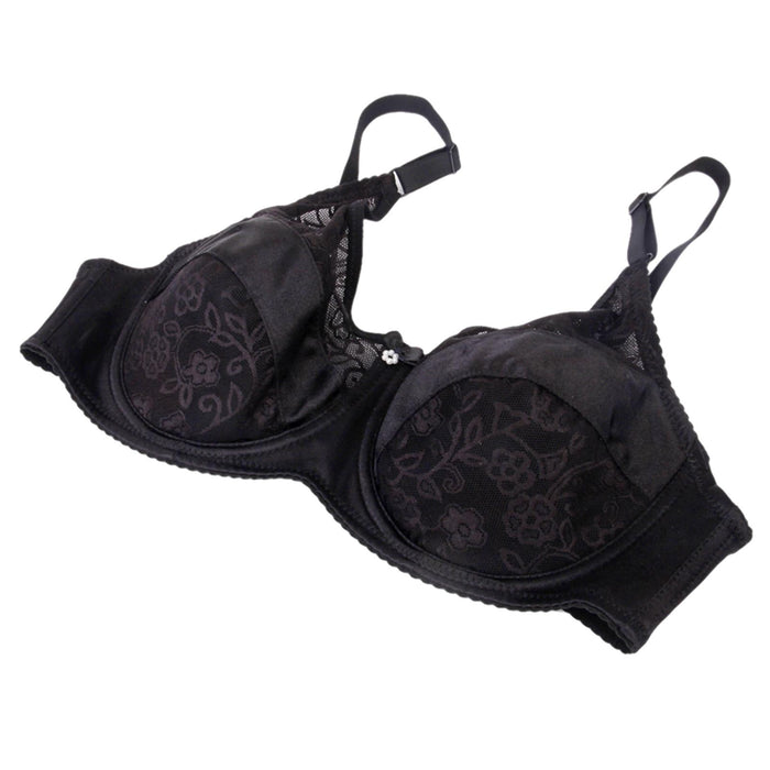 Crofta Women Girls Ladies Special Pocket Cotton Blend Bra Lingerie Undergarments Black 40/90