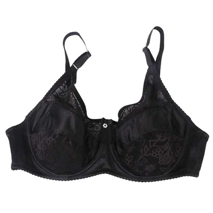 Crofta Women Girls Ladies Special Pocket Cotton Blend Bra Lingerie Undergarments Black 40/90