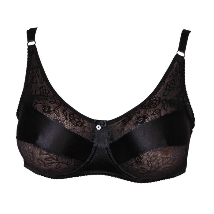 Crofta Women Girls Ladies Special Pocket Cotton Blend Bra Lingerie Undergarments Black 40/90