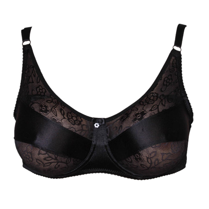 Crofta Women Girls Ladies Special Pocket Cotton Blend Bra Lingerie Undergarments Black 40/90