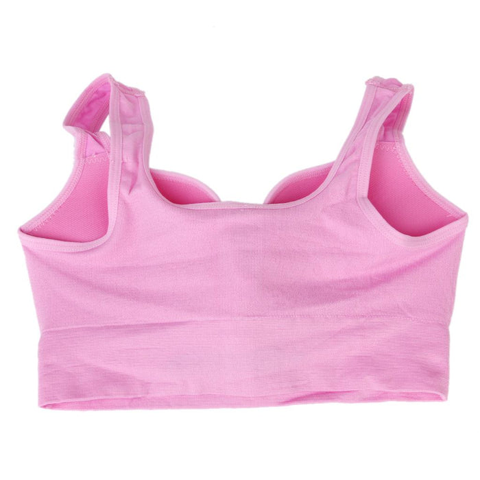 Women Deep-V Seamless Wireless Full Coverage Push Up Sports Bra Pink Size XL