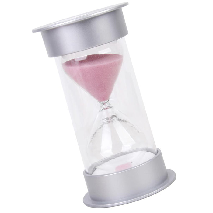 Ten Minutes Hourglass Sandglass Sand Timer Home Decor Silver Lid Pink Sand