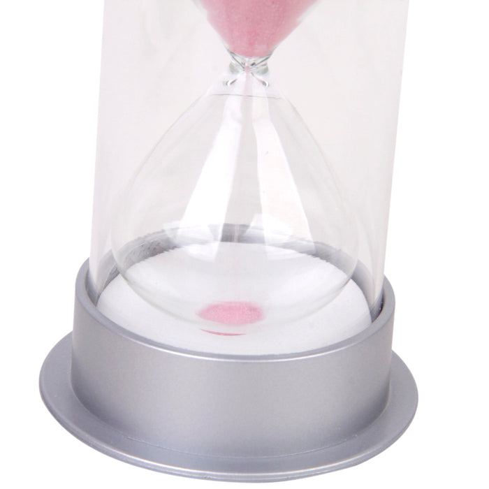 Ten Minutes Hourglass Sandglass Sand Timer Home Decor Silver Lid Pink Sand