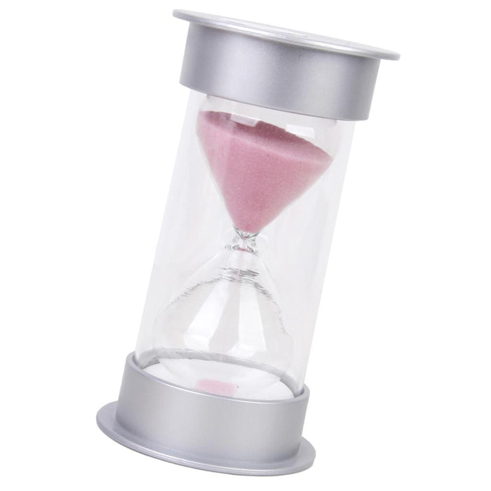 Ten Minutes Hourglass Sandglass Sand Timer Home Decor Silver Lid Pink Sand