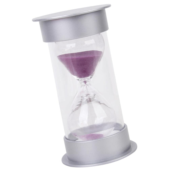 Ten Minutes Hourglass Sandglass Sand Timer Home Decor Silver Lid Purple Sand